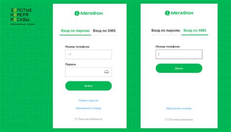 Авторизация в личном кабинете Мегафон