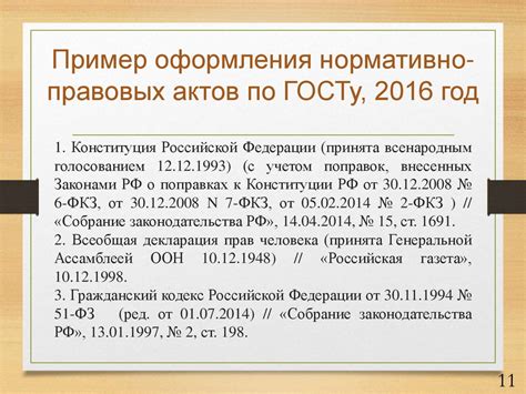 Важность правильного оформления нормативно-правовых актов в списке литературы