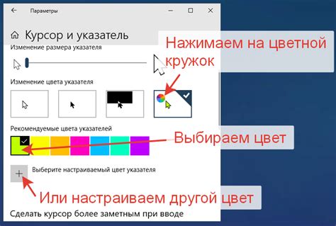 Варианты изменения курсора