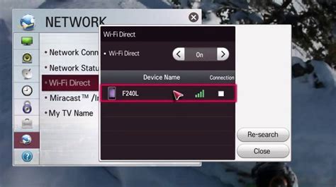 Включение Wifi Direct на телевизоре LG