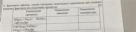 Влияние внешних факторов на критерий равновесия