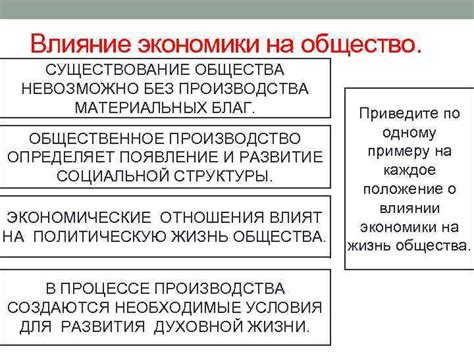 Влияние экономических благ на общество