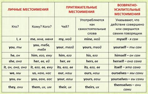 Возвратные местоимения: особенности и отличие от личных