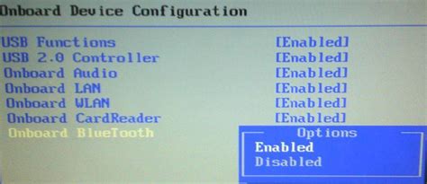 Возможность включения Bluetooth в BIOS