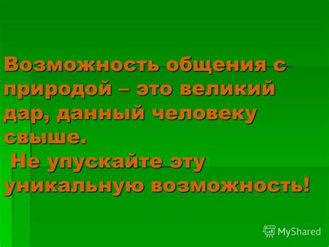 Возможность общения с природой