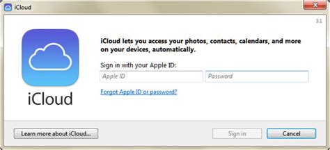 Войдите в учетную запись iCloud