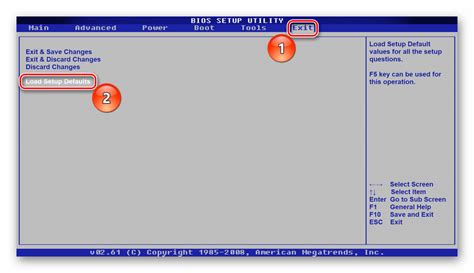 Восстановление настроек из BIOS