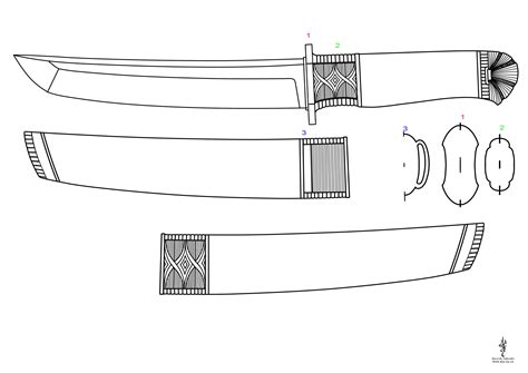 Выбор материалов для рисования ножа танто