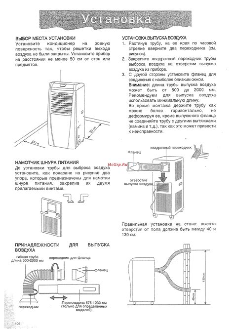 Выбор места установки аппарата