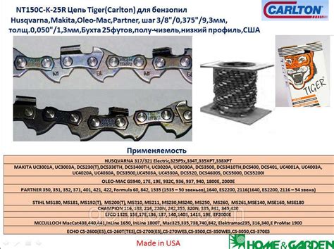 Выбор подходящей цепи для бензопилы Карвер