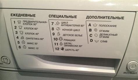 Выбор режима стирки на стиральной машине веко старого образца