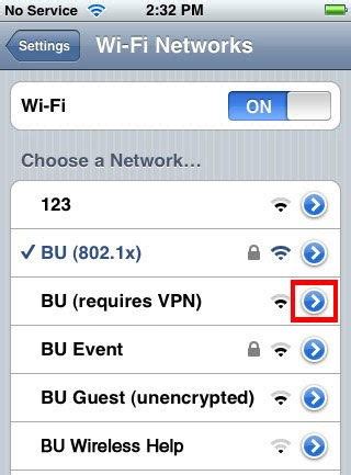 Выбор Wi-Fi сети iPhone