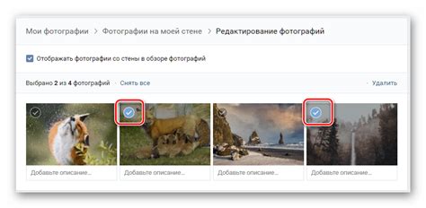 Выделение фотографий для удаления