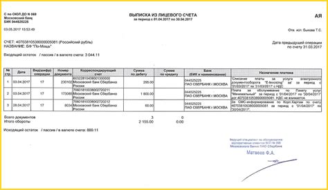 Выписки из банковских счетов
