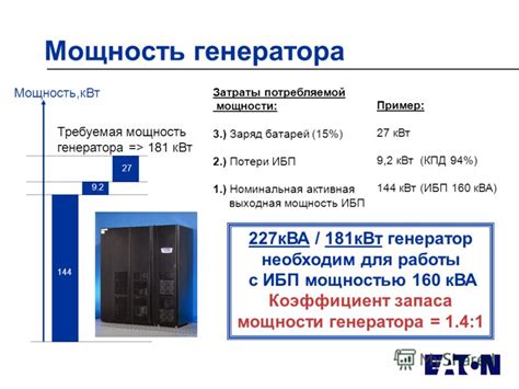 Выходная мощность генератора