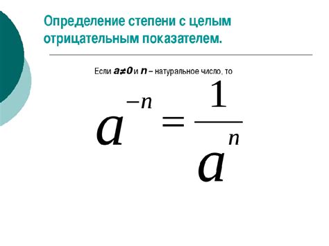 Вычисление отрицательной степени числа