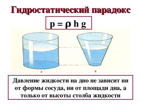 Гидростатическое давление воды и его влияние