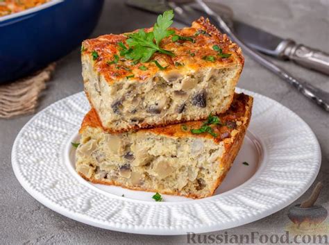 Грибная запеканка с копченой курицей