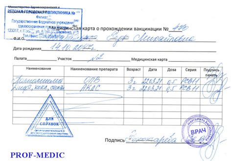 Документирование информации о прививке