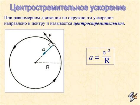 Зависимость центростремительного ускорения от радиуса и скорости