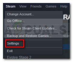 Зайдите в меню "Steam"