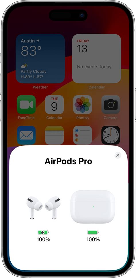 Значение заряда аккумулятора для AirPods