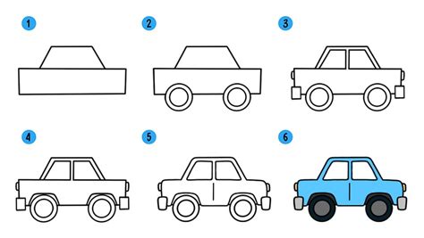 Идеи и советы: как нарисовать машину для детей 6 лет пошагово