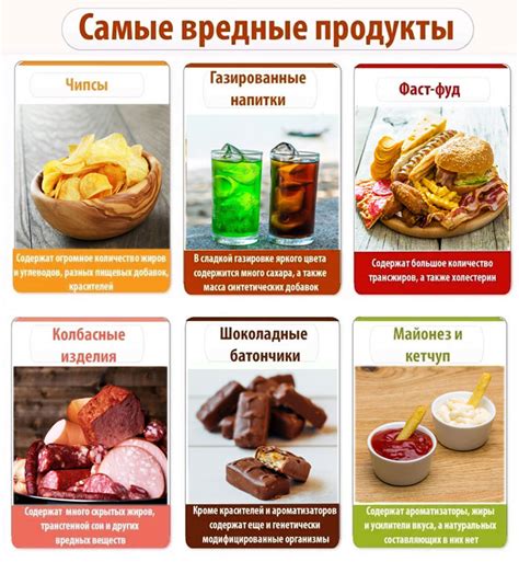 Избегайте вредных продуктов питания