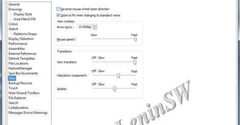 Изменение направления колесика мыши в Solidworks