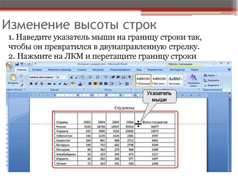 Изменение ширины и высоты столбцов и строк в Excel