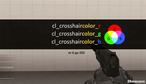 Изменяем цвет прицела при помощи команды "cl_crosshaircolor"