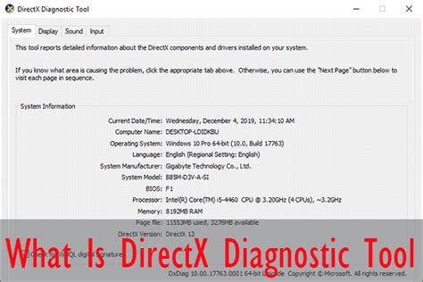 Использование программы DirectX Diagnostic Tool