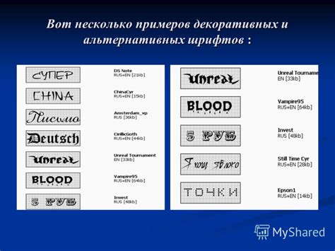 Использование символов и шрифтов