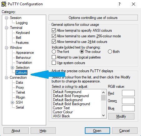 Использование терминала в PuTTY