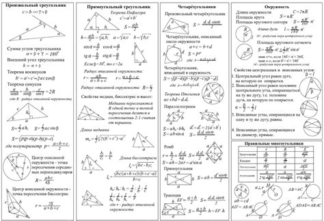 Использование формул геометрии