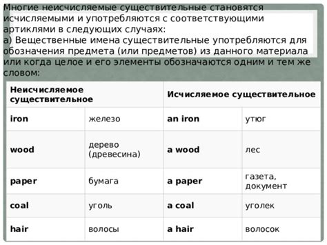 Исчисляемое и неисчисляемое существительное: основные понятия и различия