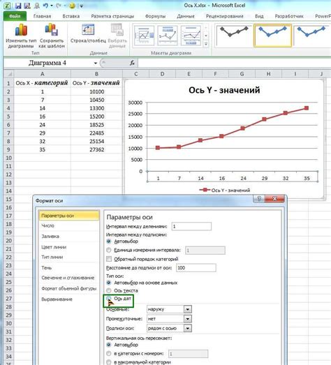 Как изменить оси в диаграмме Excel