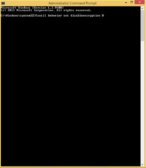 Как использовать команду fsutil behavior set disableencryption 0