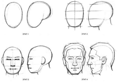Как рисовать голову человека карандашом поэтапно