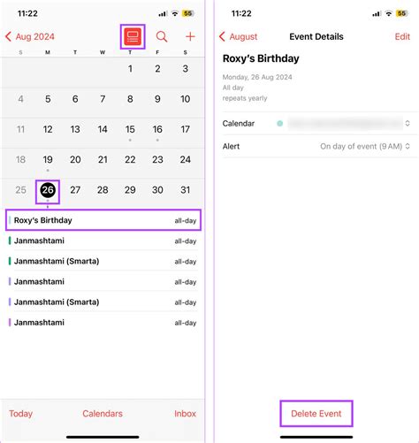 Как удалить день рождения из календаря iPhone