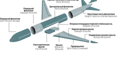 Компоненты фюзеляжа самолета: крыло, хвостовая часть, обшивка, шасси