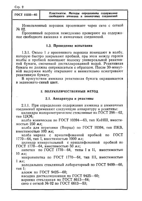 Методы определения массы аммиака