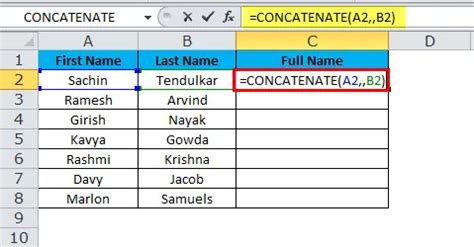 Метод через функцию CONCATENATE