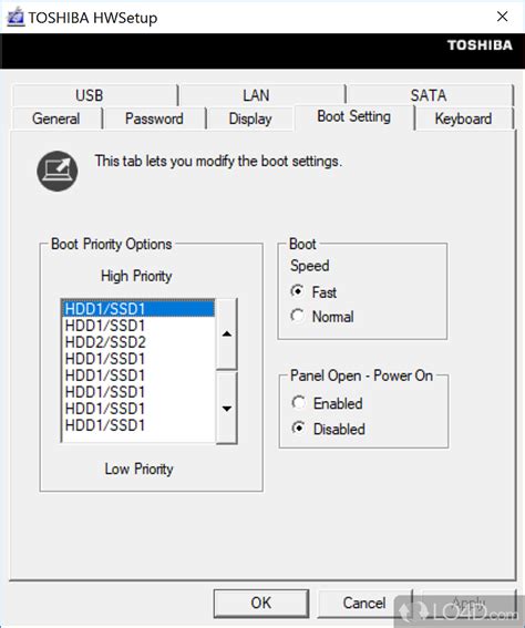 Метод 4: Использование программы Toshiba Hardware Setup