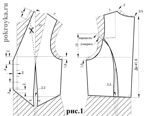 Набросок выкройки жилета на бумаге