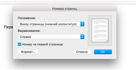 Настройка нумерации страниц в программе