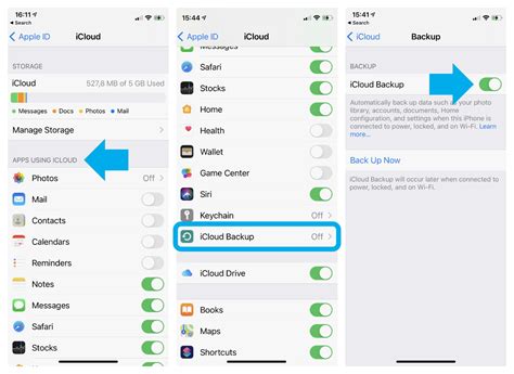 Настройка iCloud Backup