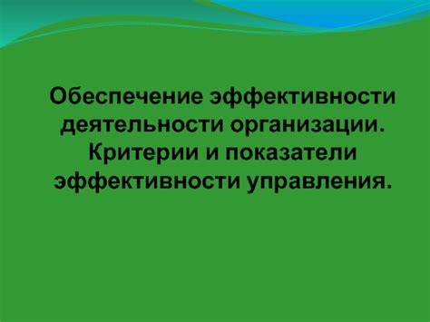 Обеспечение эффективности и гибкости организации