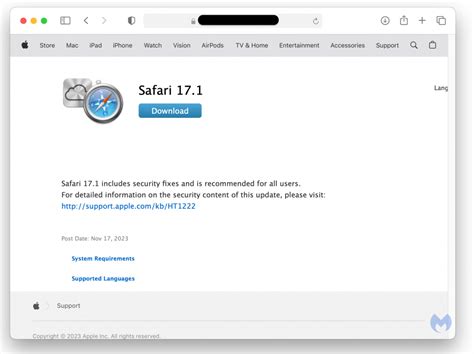 Обновление Safari для отключения пипетки