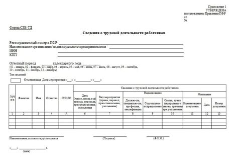 Образец заполнения отчета СЗВ ТД